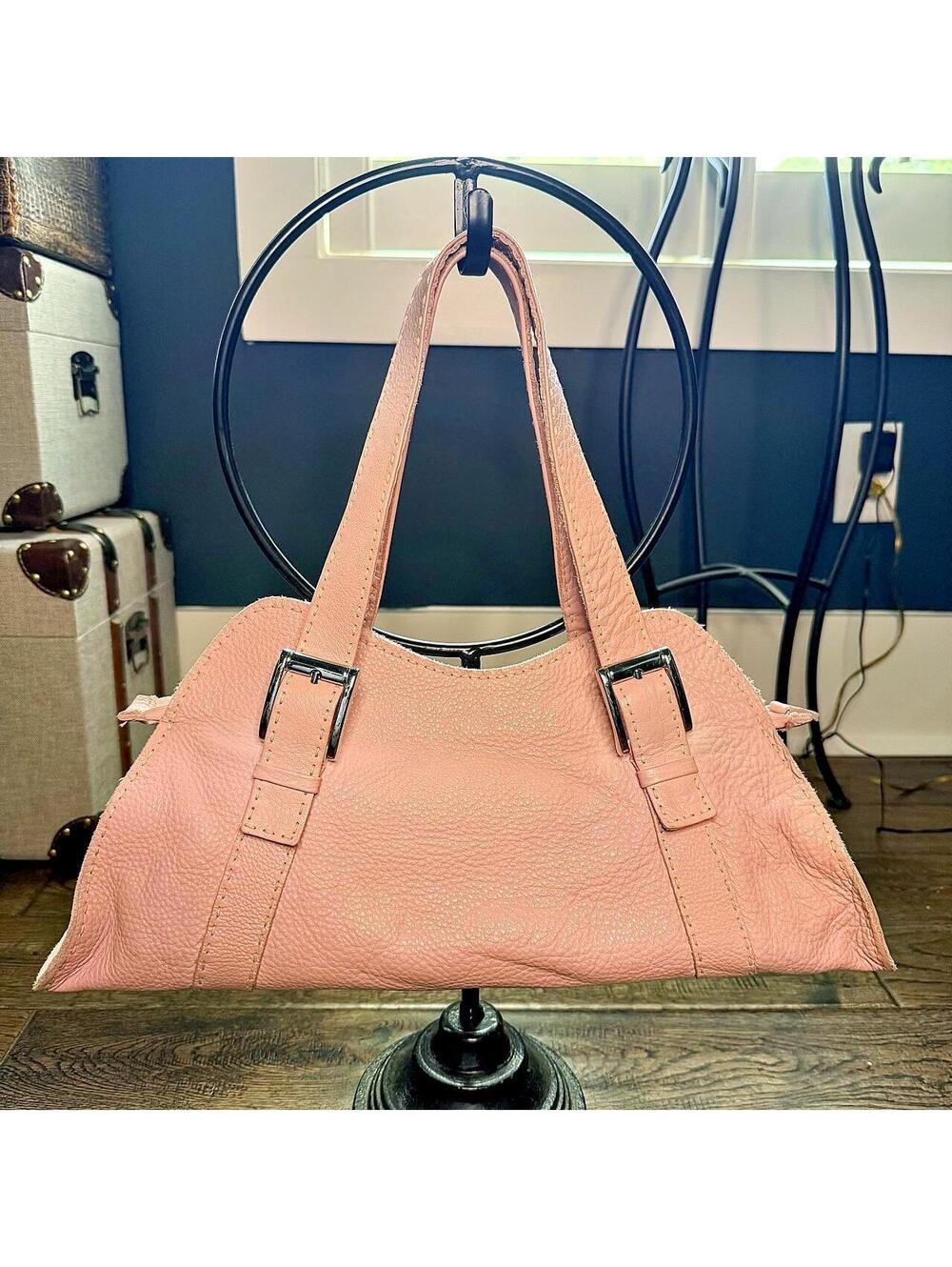 Carla Mancini Women's Pink Italian Pebbled Leather Bag